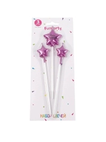 Набор свечей для торта "Звезды", 3 шт