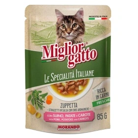 Супчик Miglior gatto Le Specialità Italiane д/к полоски в соусе свинина,картофель,морковь,85г