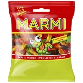 Мармелад "Марми" черви жеват. жел. с соком, 100г