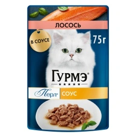 Корм для кошек Гурме Перл, лосось в соусе,75 г