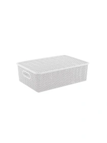 Корзинка "Вязь" 7,5л 350х 245х105мм с крышкой (белый)