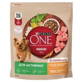 Пурина Ван Мини активных 600г Сух корм д/с курица/рис