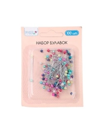 Набор булавок с цветными головками, на блистере, 100 шт, 3,8 см