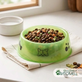 Миска для животных, пластик, 14,5*4,8 см, микс цвета