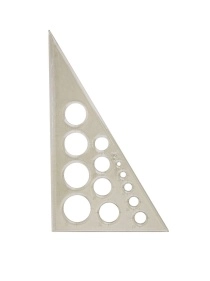 Треугольник с окружностями ПРОЗРАЧНЫЙ ТОНИРОВАННЫЙ (Л-6217) отливная шкала 19 см. 30гр. кратно 20 ПХ