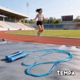 Скакалка спортивная Tempa с пластиковой ручкой, ПВХ 2,3м, микс цветов (DX-603)
