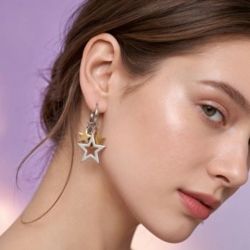 Серьги "Stars, moon, sky", ТМ Sunup beauty, 3,3 см (ML-3002)