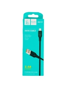 Кабель для зарядки, черный, MICRO USB, 1.0М, 2.4А