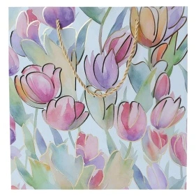 Пакет подарочный "Watercolor flowers", Fun party, 27*27*11 см (MO-281)