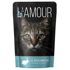 Корм конс. для кошек с Кроликом в соусе ТМ "L`AMOUR" (пауч-пакет) 75г*28шт