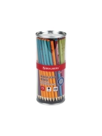 Карандаш чернографитный "BRAUBERG" MIX, HB, корпус ассорти