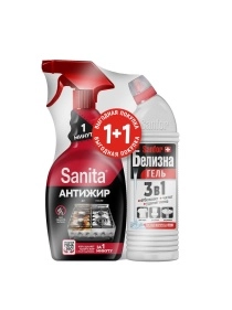 Средство чистящее для кухни "Sanita" 1 минута, 500 мл + Средство с комплексным действием "Sanfor" Бе