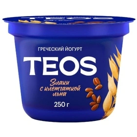 Йогурт "Греч. TEOC" мас. дол. жира 2,0 % п/ст "Злаки с клетчаткой льна", 250г
