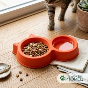 Миска для животных двойная, 28*18*4,8 см (ML-2089)