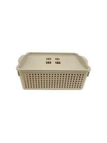 Корзинка "Лофт" 5,3л 295х185х145мм с крышкой (латте)