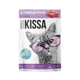 Корм для кошек с Говядиной в соусе ТМ "Kissa" полнорационный (пауч-пакет) 75г*28шт