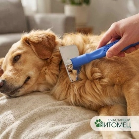 Расческа-пуходерка для кошек и собак "Пушок" 14 см