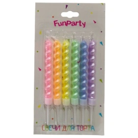 Свечи для торта "Радуга", 6 шт, 12,5 см (ML-1855)