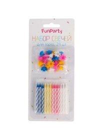 Набор свечей для торта с подставками, 24 шт, 5 см, микс цвета 