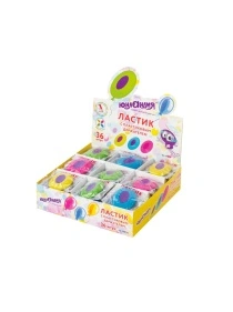 Ластик "ЮНЛАНДИЯ" Воздушный шар, 42х30х9мм, круглый, пласт.держатель, в асс-те