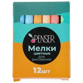 Мелки канцелярские, 12 шт, цветные