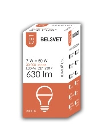 Лампа LED-M G45 7W 3000K E27