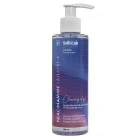 Гидрофильное масло-гель очищающее для лица Niacinamide + AHA + BHA, товарный знак SelfieLab, флакон 200 мл