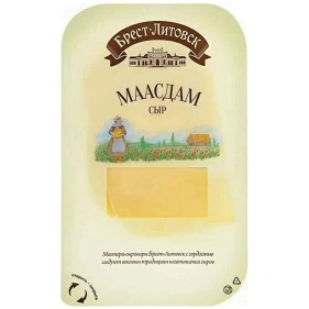 Сыр полутв. "Брест-Литовск маасдам" мас. дол. жира  45 % фас. (слайсерная нар.), 130г