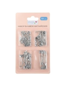 Набор булавок английских, 100 шт, 28/32/38/45/54 мм