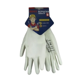 Перчатки белые из полиэстра с белым ПУ покрытием,"RMT" р-р 8