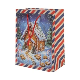 Пакет подарочный Снежный вальс, "Пряничный домик", 18*23*10 см (XNYS-368)