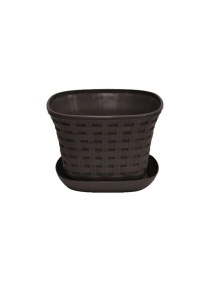 Кашпо квадратное "Ротанг" 1,2 л с поддоном,  микс цвета