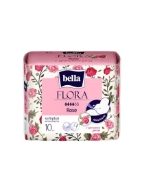 Прокладки жен. гигиенич.BELLA FLORA ROSE, впитывающие с ароматом розы 10 шт.
