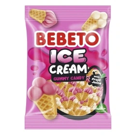 ЖЕВАТЕЛЬНЫЕ КОНФЕТЫ СО ВКУСОМ ВАФЛИ, КЛУБНИКИ И СЛИВОК «ICE CREAM / МОРОЖЕНКА» 70г ТУРЦИЯ