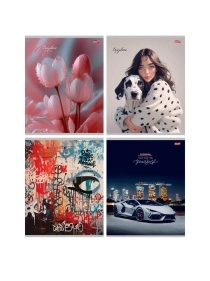 TM"Profit"Тетрадь КЛЕТКА 96л. МИКС-9528 (96-9528)  (обл. - мелов.картон)