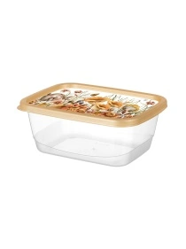 Контейнер для продуктов прямоугольный 0,85л с декором (золотой)