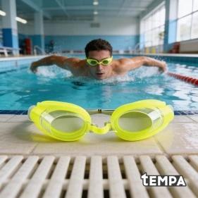 Очки для плавания + заглушки для ушей и зажимом для носа в ПВХ-чехле, пластик, 16 см, в асс-те