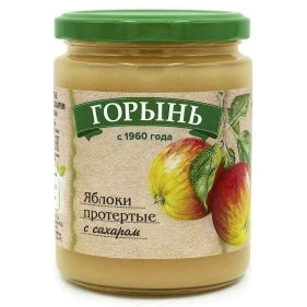 Яблоки протертые с сахаром ТМ "ГОРЫНЬ", 430г