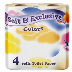 Бумага туалетная "Soft & Exclusive Colors" (1*4 рул.) 2-х сл.