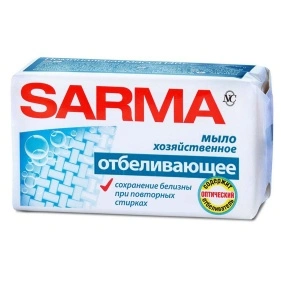 Сарма мыло хозяйственное твердое отбеливающее I группы , 140 г