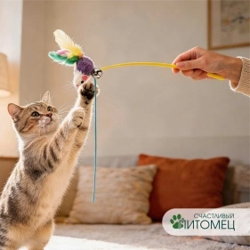 Дразнилка для котов "Мышка на верёвке", 31 см