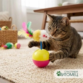 Игрушка для животных "Мышка-неваляшка", 5,5*10 см (PZ088)