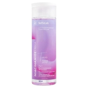 Тоник для лица линии "Niacinamide + AHA", товарный знак SelfieLab, флакон 200 мл