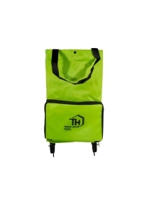 Сумка хозяйственная 140х265х450мм на 2 колесах с ручками и боковым карманом, зеленая