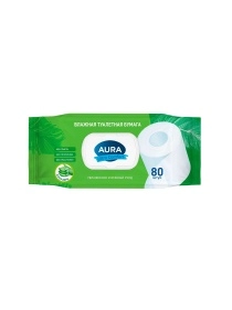 AURA ULTRA COMFORT Влажная туалетная бумага с крышкой 80шт