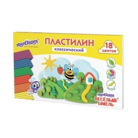 Пластилин классический "ЮНЛАНДИЯ" Веселый шмель, 18цв, 360гр, со стеком