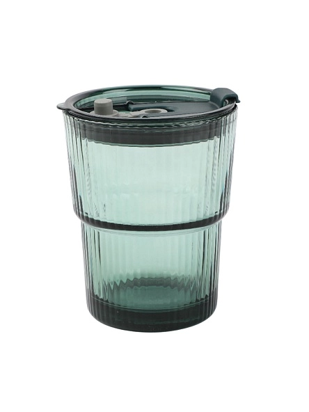 Стакан с трубочкой "Green vibes", 380 мл (PX0462)