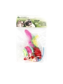 Набор игрушек для кошек: 2 мышки 4,5см и шар 4,5см