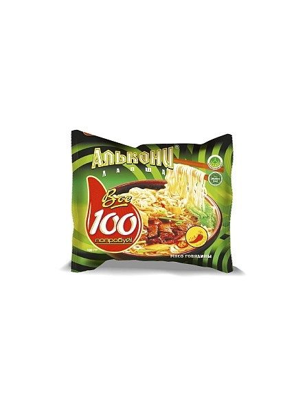 Лапша б/п "Алькони" со вкусом острой говядины 100г