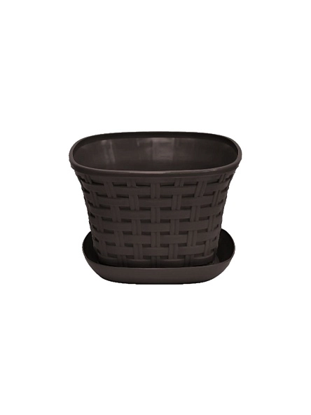 Кашпо квадратное "Ротанг" 1,2 л с поддоном,  микс цвета
